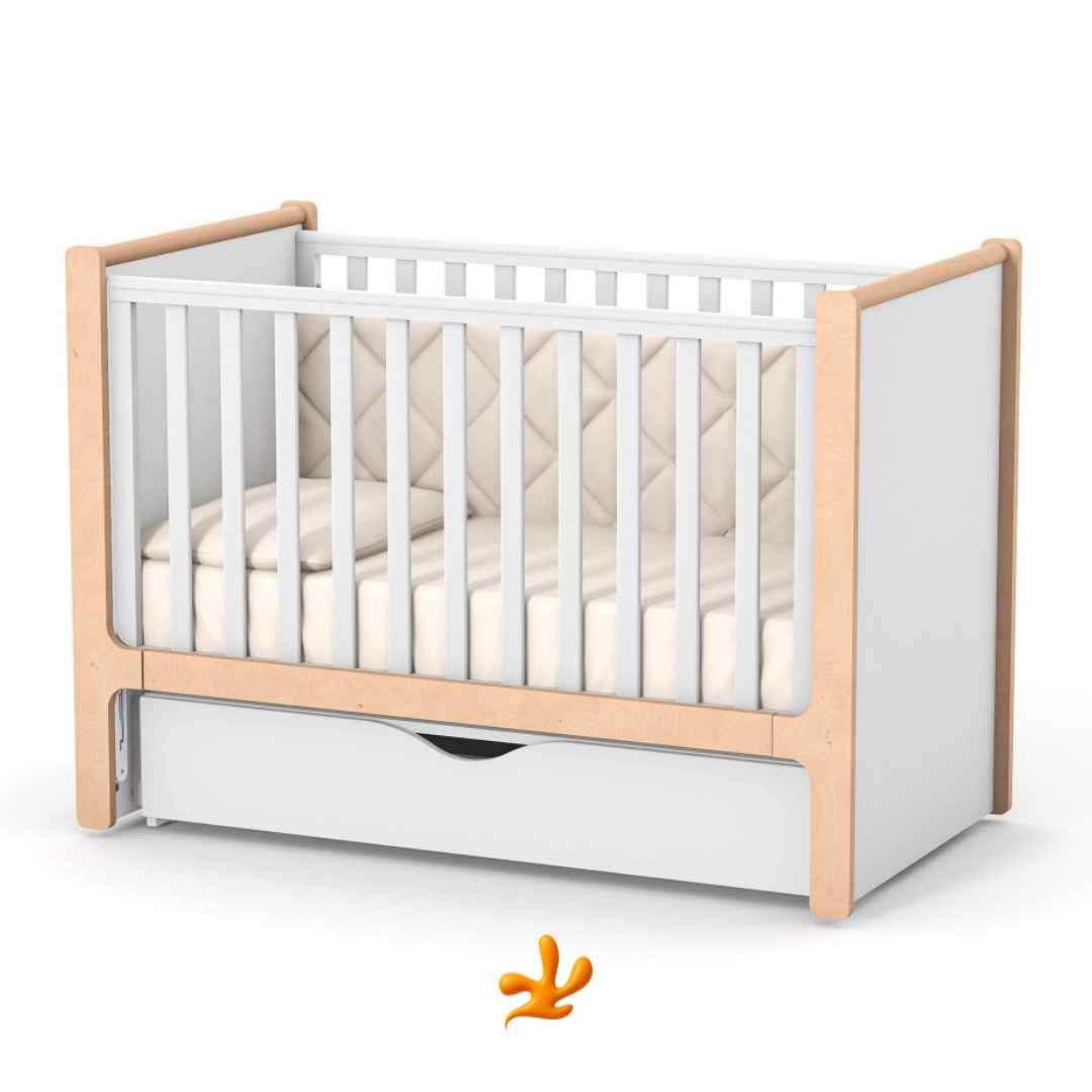 Houpací mechanismus Gekko pro uklidňování dítěte. Vhodný pro postýlky Markito. S úložným šuplíkem na věci. Bílá.